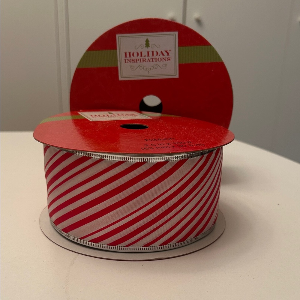 Almost 200 yards of Red and White Striped Ribbon from Joann Fabrics